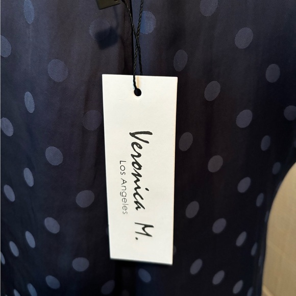NEW WITH TAGS - Veronica M. - Navy Blue Polka Dot Sleeveless Top- Small - Picture 4 of 6